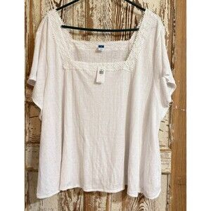 Old Navy Women’s Flutter-Sleeve Pointelle-Knit Blouse - Calla Lily - 3X